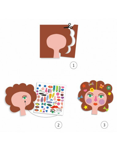 Créer avec des stickers coiffeur - Djeco Créer avec des stickers coiffeur - Djeco