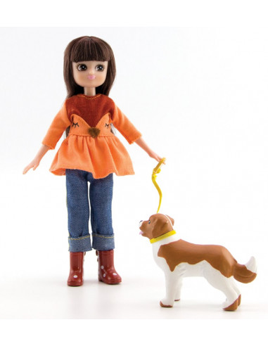 Poupée Lottie avec chien promenade... Poupée Lottie avec chien promenade...