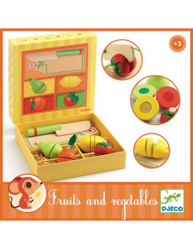 Fruits et légumes à couper, jouet en bois DJECO DJO6526