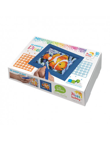 Kit créatif Pixel poisson avec cadre 14x17cm Kit créatif Pixel poisson avec cadre 14x17cm