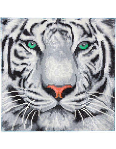 Tigre Des Neiges Kit Tableau Broderie Diamant 30x30cm Crystal Art
