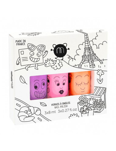 Coffret 3 vernis PARIS néon Coffret 3 vernis PARIS néon