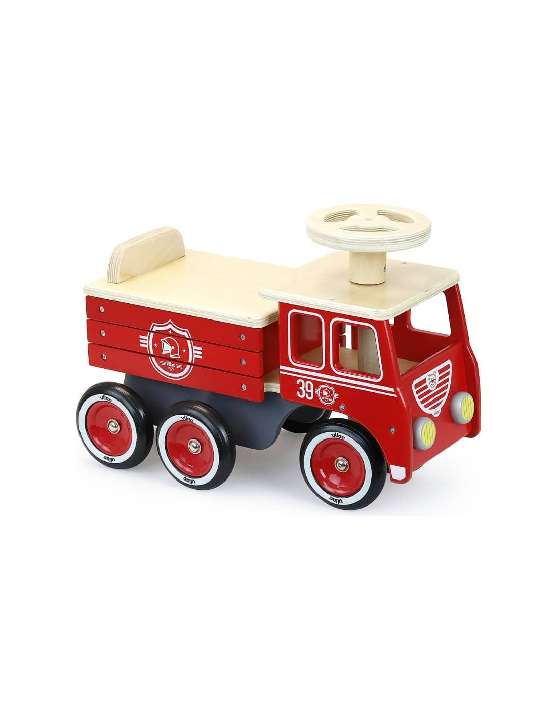 Porteur camion de pompiers en bois - Made in Bébé