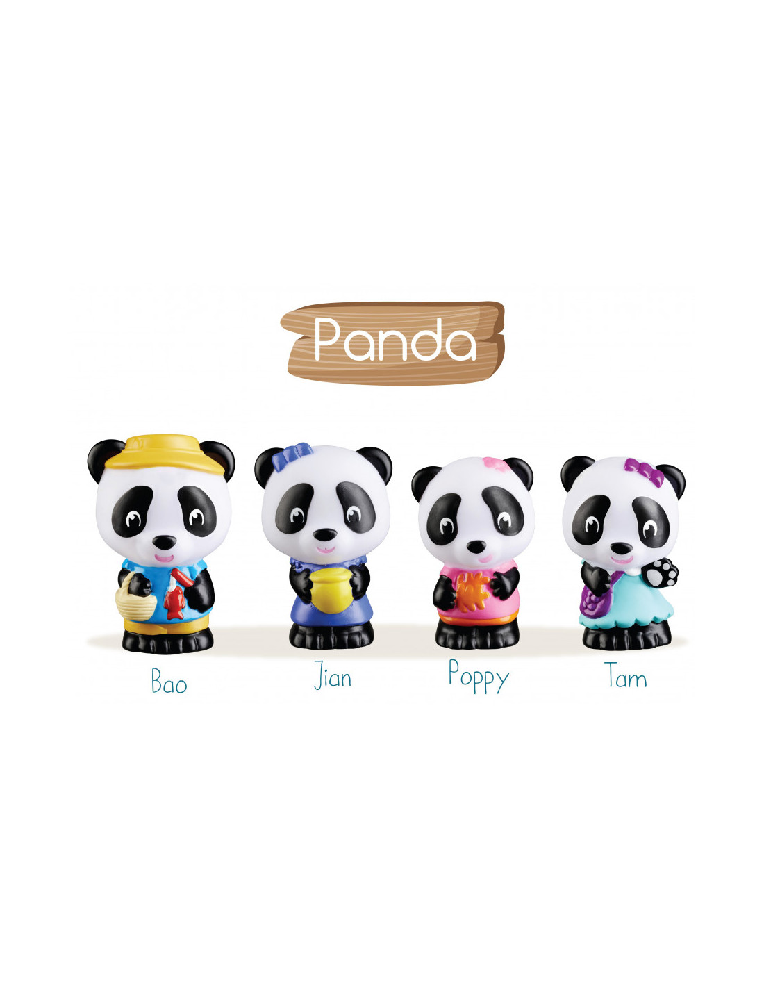 4 personnages famille Panda Klorofil