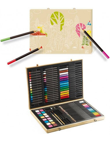 Coloriage - mallette dessin - bois - 140 pièces multicolore Mgm