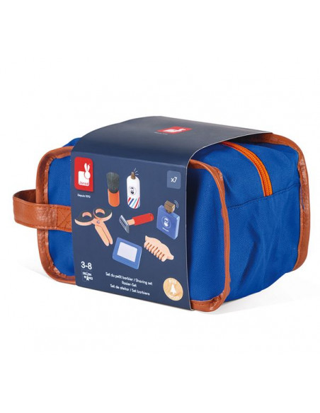Set du petit Barbier D/ès 3 ans Jouet dImitation 6 pi/èces en Bois avec Sacoche J06548 Janod
