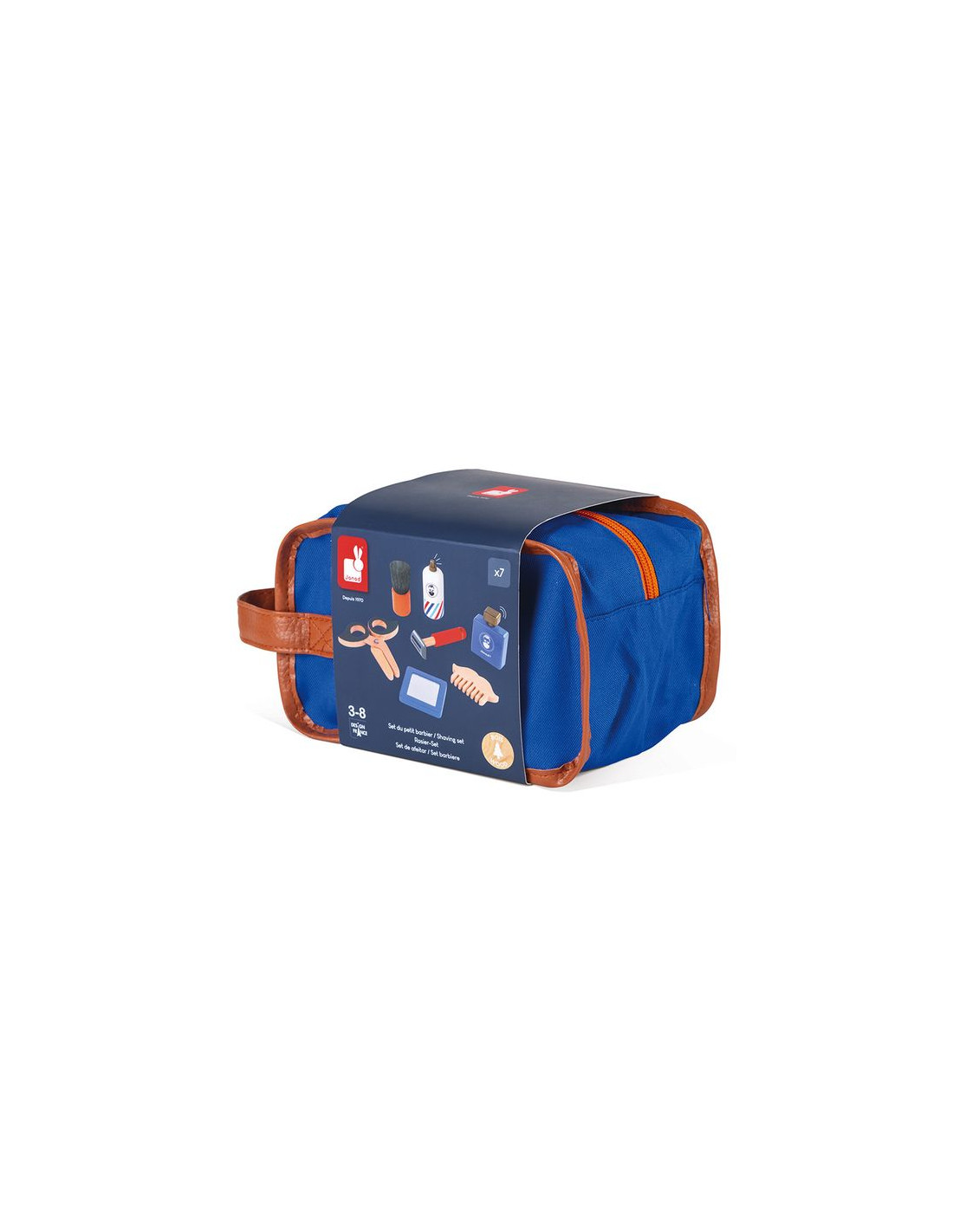 Set du petit Barbier D/ès 3 ans Jouet dImitation 6 pi/èces en Bois avec Sacoche J06548 Janod