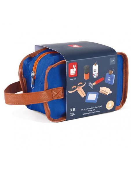 Set du petit Barbier D/ès 3 ans Jouet dImitation 6 pi/èces en Bois avec Sacoche J06548 Janod