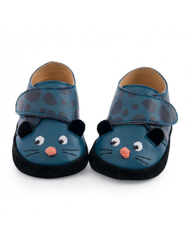Chaussons cuir panthère bleu Dans la... Chaussons cuir panthère bleu Dans la...