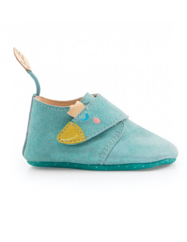 Chaussons Cuir Oie Bleu Le Voyage D Olga 6 12 M Moulin Roty