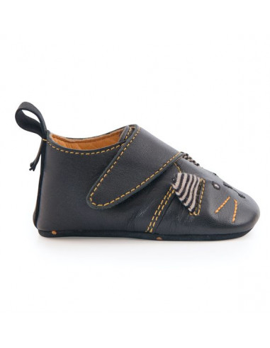 Chaussons cuir chat noir Les... Chaussons cuir chat noir Les...