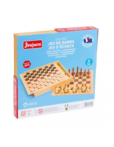 Coffret d'échecs et de dames - Jeujura Coffret d'échecs et de dames - Jeujura