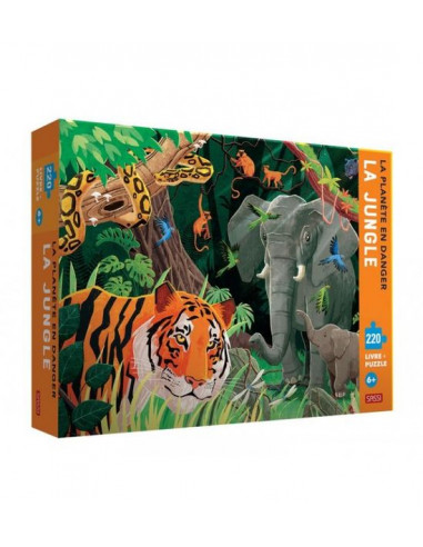 La Planete En Danger La Jungle Puzzle 2 Pieces Et Livre Sassi