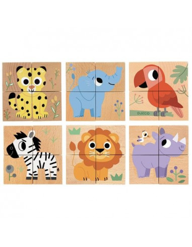 Cubes en bois Wild & Co - Djeco Cubes en bois Wild & Co - Djeco