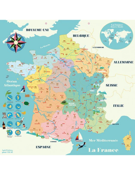 Puzzle carte de la France - Vilac