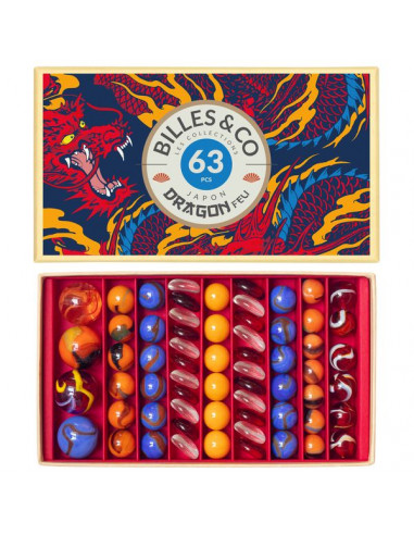 Coffret de 63 billes dragon feu - Billes & Co