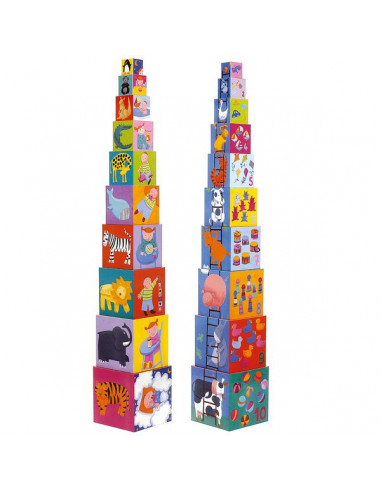 Cubes à empiler rigolos - Djeco Cubes à empiler rigolos - Djeco