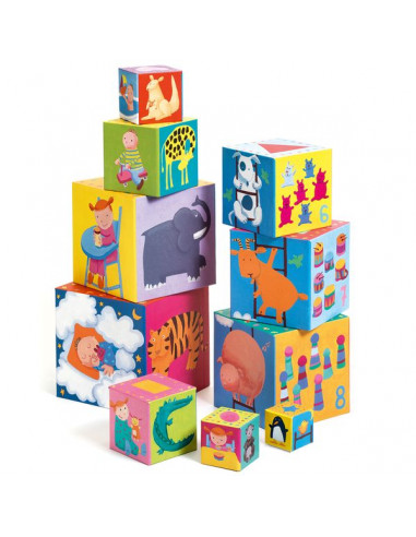 Cubes à empiler rigolos - Djeco Cubes à empiler rigolos - Djeco