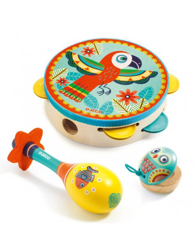 Set musical tambourin, maracas et...