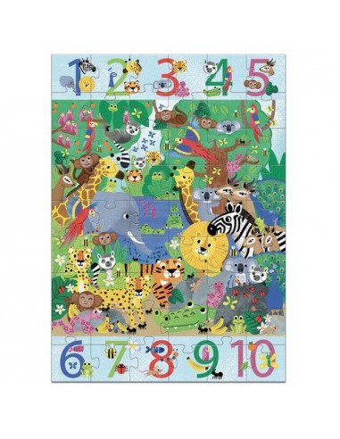 Puzzle Enfant 10 Pièces Carton et 10 Chiffres En Bois 'Mes