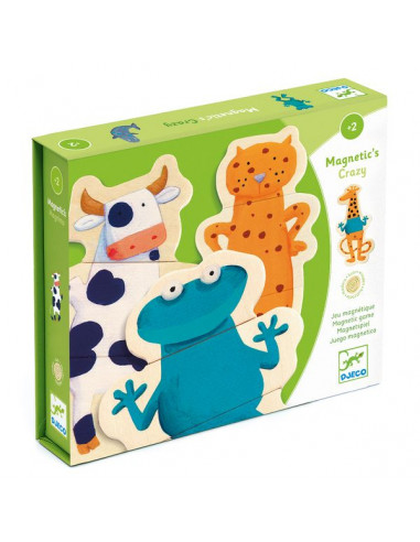 Jeu magnétique bois crazy animaux - tableau et magnets - Djeco