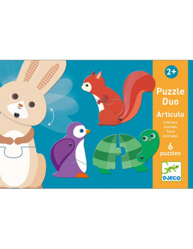 Puzzle duo articulo animaux - Djeco