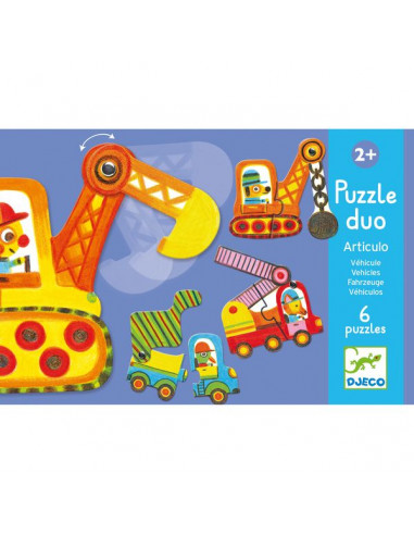 Puzzle duo articulo véhicules - Djeco