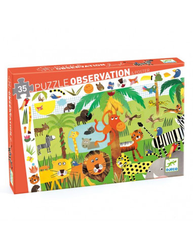 Puzzle en bois Animaux de la jungle pour enfants 2 ans