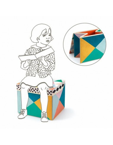 Coffre à jouets siège géométrie - Djeco Coffre à jouets siège géométrie - Djeco