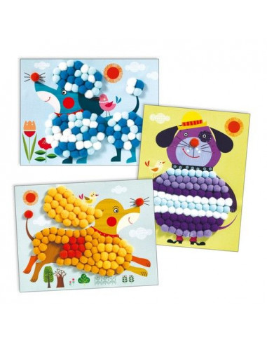 Tableaux de pompons chiens à caresser... Tableaux de pompons chiens à caresser...