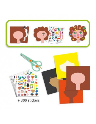 Créer avec des stickers coiffeur - Djeco Créer avec des stickers coiffeur - Djeco