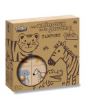9 tampons en bois les animaux de la savane - CréaLign\'