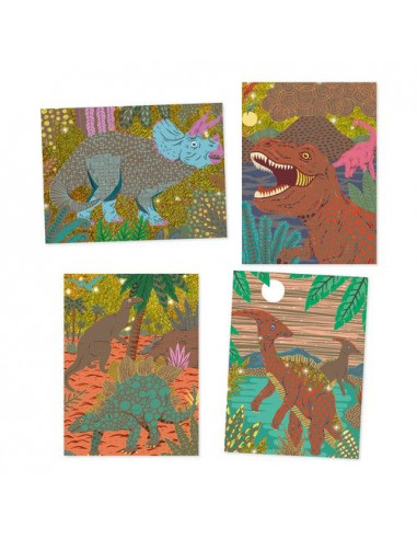 LOVEXIU Gratter pour Enfants Dinosaure,Carte A Gratter Enfant,36 Feuilles à Gratter Papier Gratter pour éCriture,Kits De Scratch Art,Jouet Fille GarçOn Et Cadeaux danniversaire,Fête des Dinosaures 
