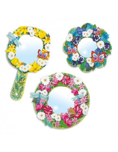 3 miroirs à décorer douceur florale -... 3 miroirs à décorer douceur florale -...