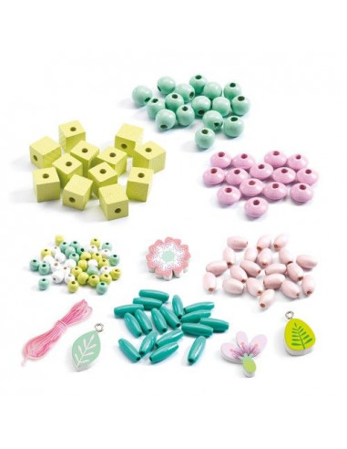 Perles en bois feuilles et fleurs -... Perles en bois feuilles et fleurs -...