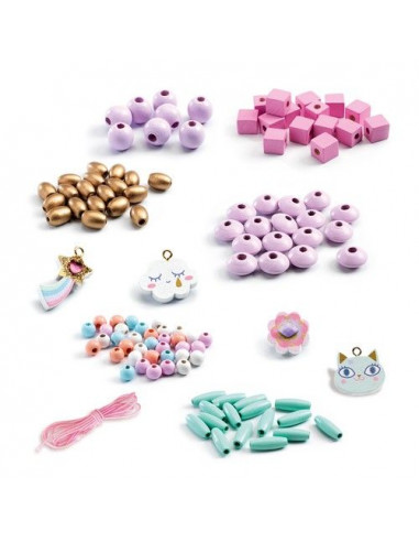 Perles en bois arc en ciel - Djeco Perles en bois arc en ciel - Djeco