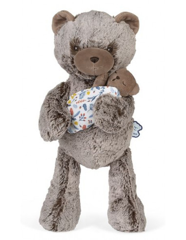 KALOO Linoo-Peluche Papa Ours Oscar et Son Bébé 35 cm-Dès la Naissance-K971002 K971002 Marron