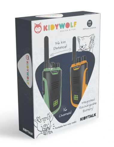 Talkie walkie avec batterie orange et vert - Kidywolf