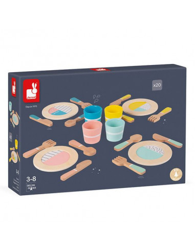 Jeu d imitation - plateau petit dejeuner 29 pieces - accessoire dinette -  jouet en bois - Autre jeux d'imitation - Achat & prix