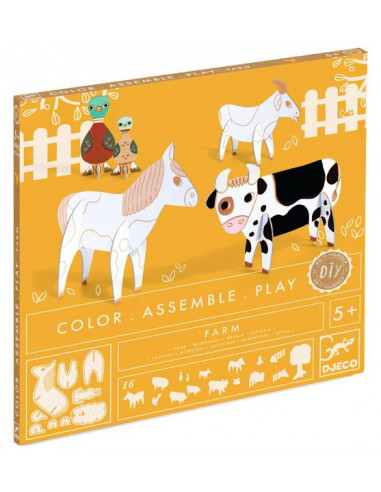 Colorie assemble et joue DIY Ferme -...