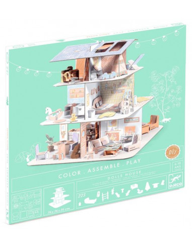 Kit de maison de poupée en bois bricolage avec jouet de décoration