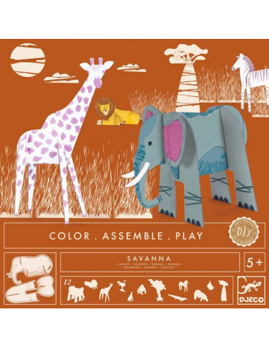 Colorie assemble et joue DIY Savane -... Colorie assemble et joue DIY Savane -...