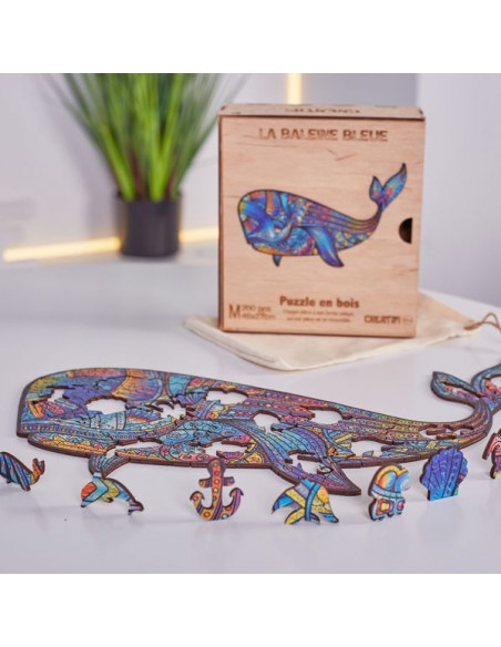 Puzzle animaux baleine en bois