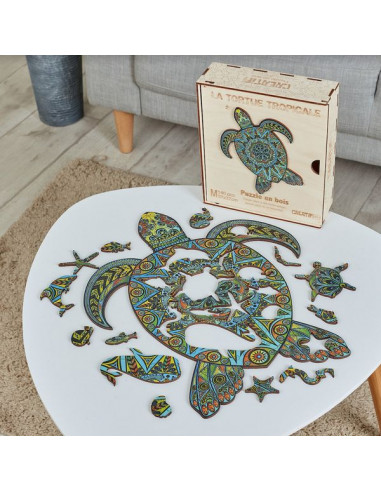 Puzzle en bois La Tortue Tropicale 140 pièces - CreatifWood