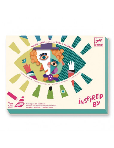 Collages et stickers têtes au carré -...