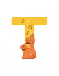 Lettre T jaune en bois -...