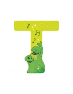 Lettre T vert en bois -...