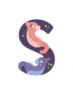 Lettre S violet en bois -...