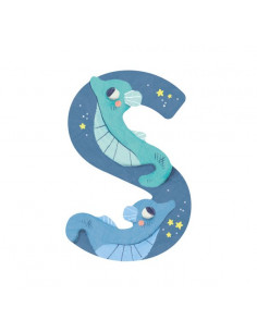 Lettre S bleu en bois -...