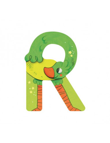 Lettre R vert en bois - Moulin Roty